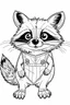 Placeholder: outline art for Raccoon Kit coloring pages with sitch, white background, Sketch style, full body, only use outline, toddlers style, clean line art, white background, no shadows and clear and well outlined.