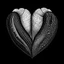 Placeholder: A shell in a shape of a heart, black and white with line art, no blur, no grayscale, no black backdrop, accurate image