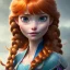 Placeholder: girl, cute, beautiful, orange hair, two braids, bangs, blue eyes, big eyes, freckles, long eyelashes, pink lipstick, thin lips, small nose, Anna from Frozen, 8k resolution concept art portrait by Greg Rutkowski