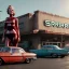 Placeholder: Ultra Realistic retro sci-fi movie Supermarket parking people scene, 1960 year, waist up view portrait, 1 blonde women and 1 octopus alien, sweet scarlet Johansson face, perfect iris, glow eyes, face makeup, tight latex coat. many people looking, Retro sci-fi style, soft color, highly detailed, unreal engine 5, ray tracing, RTX, lumen lighting, ultra detail, volumetric lighting, 3d, finely drawn, high definition, high resolution.