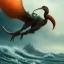 Placeholder: an ibis warrior in orange and green full battle armor, background of giant crashing ocean waves, a highly detailed illustration, realistic render, 8 k, micro detail, intricate, elegant, centered, digital painting, smooth, sharp focus, illustration, artgerm, tomasz alen kopera, peter mohrbacher, donato giancola, joseph christian leyendecker, wlop, boris vallejo