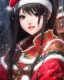 Placeholder: Detailed cute happy anime Kunoichi Christmas girl, Christmas colours, intricate details, full body portrait, keep head in frame, slight smile, black Japanese motif, concept art, highly detailed, digital painting, concept art, sharp focus, illustration, art by Yoji Shinkawa, WLOP and greg rutkowski and alphonse mucha and artgerm and yanjun Chen and Junji ito and Makoto Shinkai, HDR, octane render