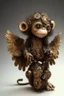 Placeholder: small cute steampunk mechanical monkey, made of metal with mechanical wings, cute hands and feet