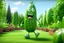 Placeholder: Rick the cucumber jumps on the garden lawn and dances the macarena, beautiful sunny weather