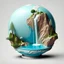 Placeholder: realistic globe with waterfall