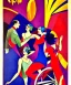 Placeholder: Art by "Guillermo Pérez Villalta". Vivid colors contrasts in an impressive way. End of the roaring twenties of the twentieth century.