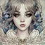 Placeholder: singer Melanie Martinez face, beautiful cyberpunk huge girl, hyperdetailed, illustration by Arthur Rackham, darkblue tones,