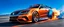 Placeholder: a military fighter jet station wagon hybrid designed by volkswagen only one vehicle per image painted metallic orange traveling at a high rate of speed, jet intake off of front center of vehicle and jet exhaust out the rear with bright blue flame