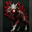 Placeholder: Wolf humanoide, calidad ultra, hiperdetallado, intrincado, maximalista, colores plateado y rojo, 8k 3D