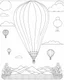 Placeholder: Tranquil Underwater Adventure: Create a coloring book page showcasing a serene underwater scene. Illustrate various marine Whimsical Hot Air Balloon Ride: Design a coloring book page featuring whimsical hot air balloons soaring through the sky. The balloons should be adorned with playful patterns, and the background can include fluffy clouds and distant landscapes. Apply a cartoon-style sketch with only outlines for a delightful coloring experience. like fish, turtles, and seahorses swimming pea