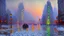 Placeholder: Space cyberpunk city, winter, claude monet painting