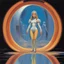 Placeholder: [art by Angus McKie] the reflection in the mirror is not her