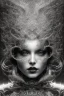 Placeholder: a black and white double exposure photo of a woman's face, an ultrafine detailed air brush painting by Hajime Sorayama, Kyle cooper, and Dan Hillier, cgsociety, dark erotica, avant garde gothic androgynous, mixed media, dystopian art, cosmic art, analog horror, nightmarefuel, hauntingly beautiful, beautifully ominous, sharp and razor focused in stunning HD, world class art, unique, modern masterpiece, exceptional, exquisite, dark fantasy, grime, neoism, apocalypse art, calotype