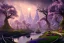 Placeholder: Immersive​ fantasy elven town city in the deep forest with ancient elder tree beautiful blossom nature river 4k full hd