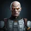 Placeholder: star wars bald male corellian jedi pilot wearing black and gunmetal grey old republic armored robes with gold trim, alone, battle-ready Jedi Master defending a ruined ancient city surrounded by golden light, centered head and shoulders portrait, hyperdetailed, dynamic lighting, hyperdetailed background, 8k resolution, volumetric lighting, light skin, fully symmetric details