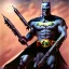 Placeholder: mdjrny-v4 style, fat Batman, by drew struzan, epic lighting, highly detailed, twilight