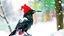 Placeholder: Create a captivating image featuring a crow adorned with a Christmas hat amidst a snowy landscape. Capture the essence of the winter scene, with the crow standing out against the white backdrop. Emphasize the festive mood by ensuring the Christmas hat is prominently showcased on the crow. Craft a visually enchanting composition that conveys the unique and whimsical combination of the crow in a snowy setting with a touch of holiday cheer.