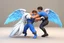 Placeholder: In 3d Mikros animation style. Jacob wrestling with angel.