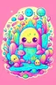 Placeholder: vibrant pastel image for a t shirt design with cute messege