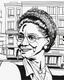 Placeholder: Outline art for coloring pages with Rosa Parks, white background, sketch style, only use black outline, white background, no shadows and well and clear outline