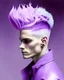 Placeholder: Slime boy, (slime) Slime hair euro-hawk hair style, Pale purple , wearing king-like clothing, Masterpiece, Best Quality