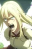 Placeholder: Attack on Titan screencap of a female Blonde girl attacks