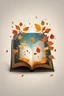 Placeholder: square logo , landscape with leaf fall, flying leaves in the book