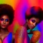 Placeholder: full body shot, masterpiece, best quality, family of three, dark skinned, sparkling eyes, fluorescent skin, colorful makeup, afro, highly detailed body, sun light, 4K, RAW, depth of field, high contrast, realistic details, 24mm