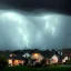 Placeholder: suburban homes, rooftop view, heavy dark storm encroaches, magic dome covering entire home protecting the home from the storm. 8k resolution, high-quality, fine-detail, iridescent, intricate, detailed matte, volumetric lighting, illustration, brian froud, howard lyon, selina french, anna dittmann, annie stokes, lisa parker, greg rutowski