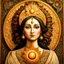 Placeholder: painting of a woman holding a sun, a detailed painting by Maryam Hashemi, deviantart, qajar art, naoto hattori, detailed wood carving, wood carving