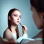 Placeholder: a beautiful teenager putting on makeup , dramatic, dramatic lighting, volumetric lighting, hyperrealism, 8k, high quality, photorealistic, lot of details