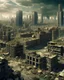 Placeholder: view of a futuristic the New York City in a post atomic catastrophic way, with lots of buildings in ruins,