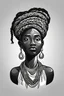 Placeholder: minimalist black and white icon of a Caribbean griot with intricate braided hair in storytelling pose