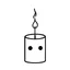 Placeholder: A black and white cute drawing of a Christmas Candle. Only outline, white background,for kids