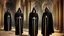 Placeholder: Black robed, hooded monks in the church