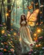 Placeholder: Beautiful Lady Fairy walk in forest with flowers and many colourful butterflies and fireflys, photography art