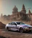 Placeholder: Realistic image. BMW 4 2024. 4k resolution, intricate details, ornate details, soft lighting, vibrant colors, mad max background