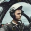 Placeholder: german fighter pilot sitting in aircraft cockpit