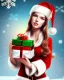 Placeholder: Girl holding gift, Christmas