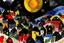 Placeholder: A black village in a shadow realm painted by Wassily Kandinsky