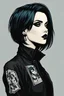 Placeholder: Side profile goth girl in comic book stile, beautiful. With short hair