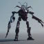 Placeholder: Mecha with metal spider legs his hands are machine guns. Driver is animal