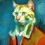 Placeholder: Portrait of a cat by Van Gogh