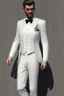 Placeholder: White and grey men's wedding suit with white gold tiePhotorealistic