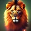 Placeholder: A beautiful portrait of a lion red green color scheme, high key lighting, volumetric light high details psychedelic background