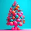 Placeholder: Christmas tree, pink, orang, turquoise, in the style of moebus