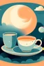 Placeholder: Moon and coffee retro, soft cool colors