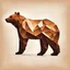 Placeholder: silhouette of a brown bear, letterpress style 2d lowpoly lookalike, minimalistic high contrast pencil art