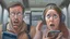 Placeholder: photorealistic man and woman upset on phone about being put on the NO FLY list