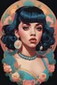 Placeholder: A beautiful portrait painting of a Singer Melanie Martinez face by Pascal Blanche and Sachin Teng and Sam Yang and Greg Rutkowski, in style of colorful comic. symmetry, hyper detailed. octanev render. trending on artstation